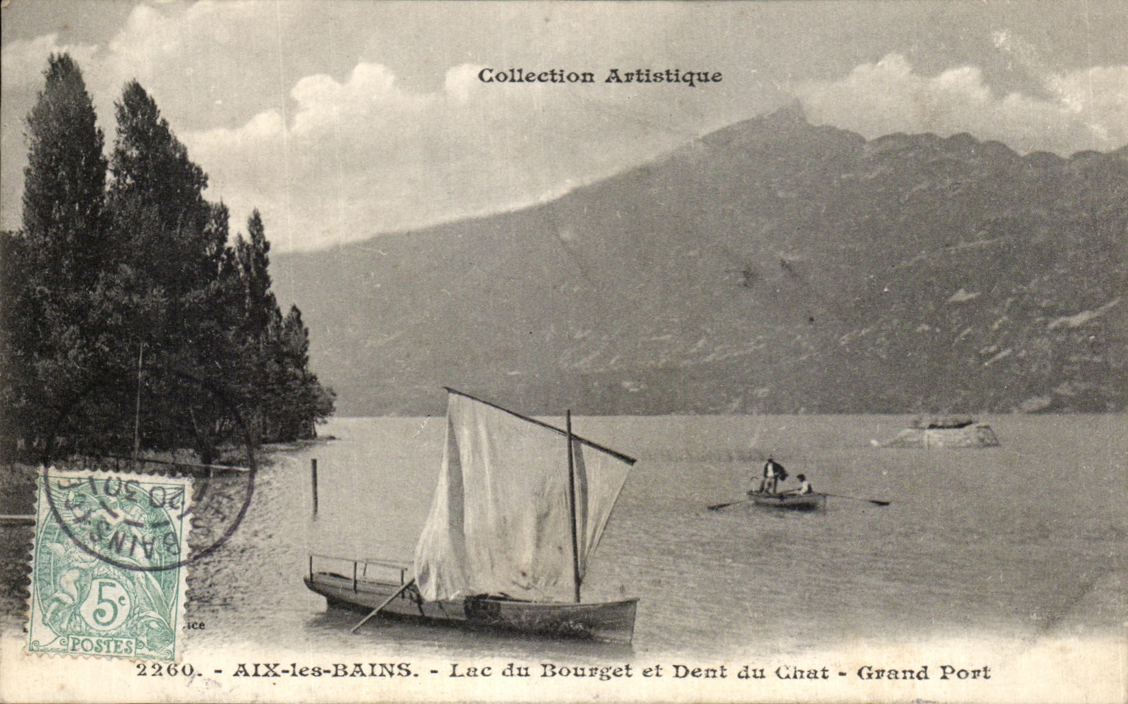 CPA Aix Les Bains Lac du Bourget et Dent du Chat Grand Port Bateau