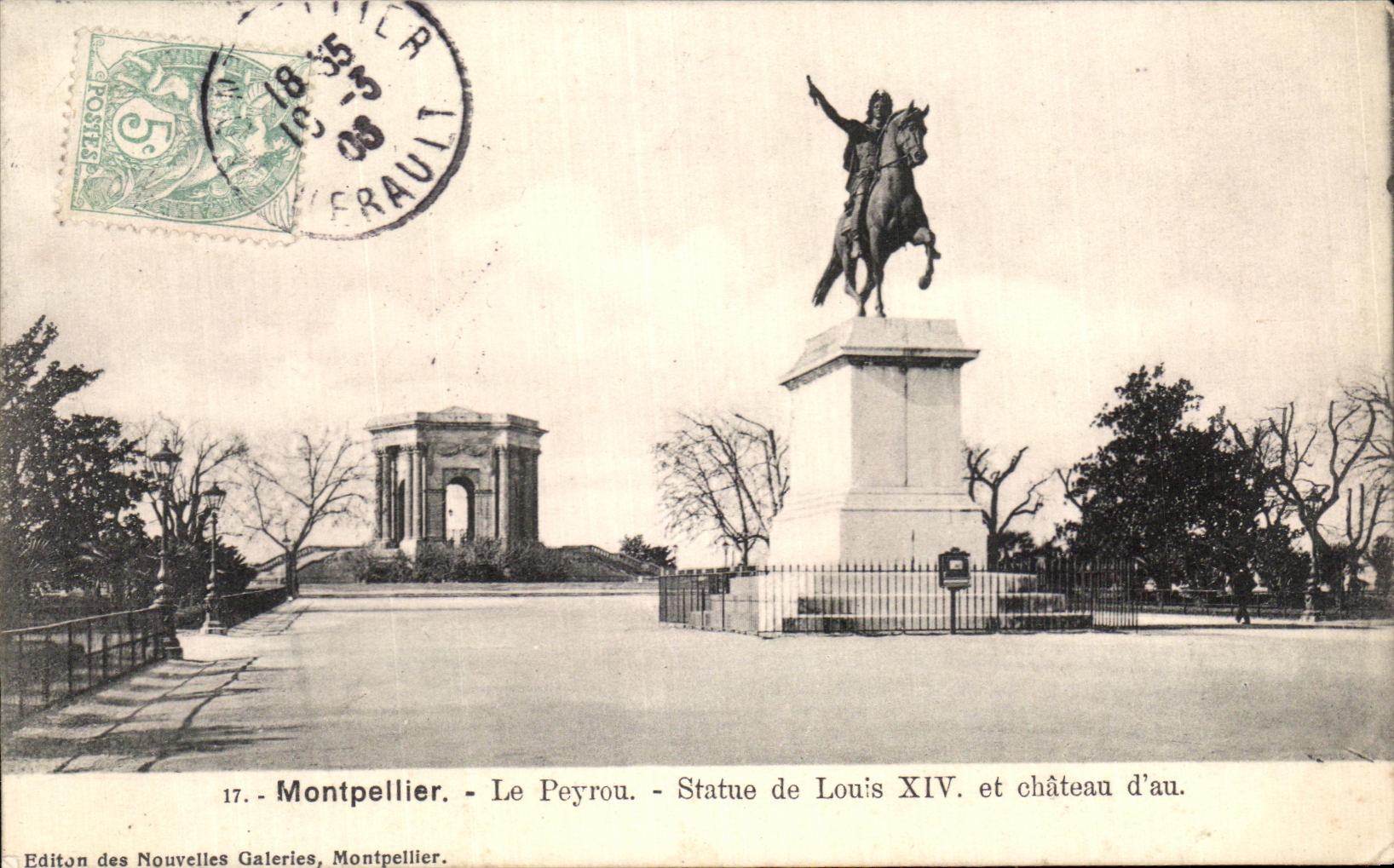 CPA Montpellier Le Peyron Statue de Louis et Chateau d'au