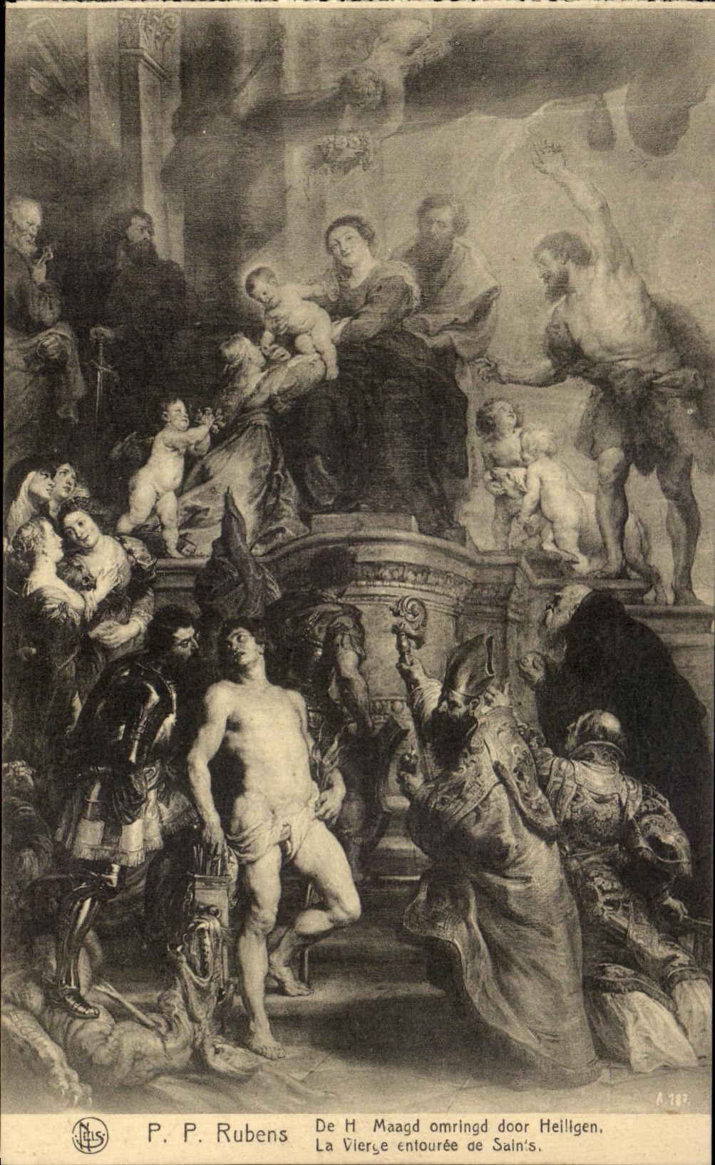 CPA Amberes justa P 1930 P Rubens de la puerta Heilligen de Omringd del maagd de H el entouree de la Virgen de santos