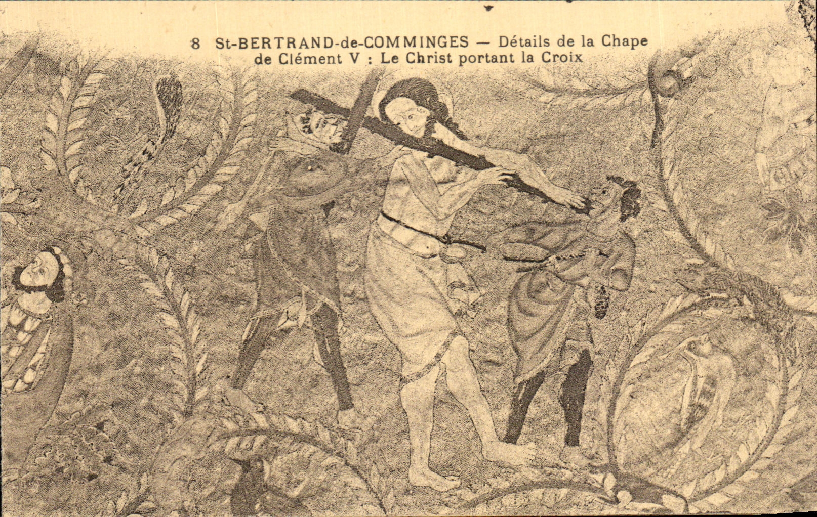 CPA St Beltran de Comminges Details de la cubierta de Clement Cristo que lleva la cruz