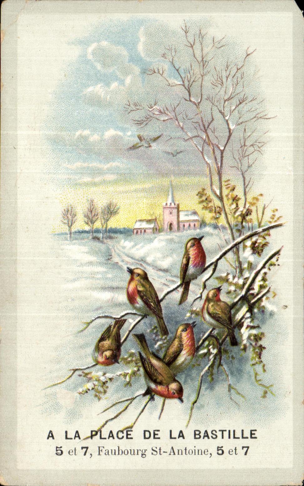 Chromo A La Place De La Bastille Faubourg St Antoine Oiseaux