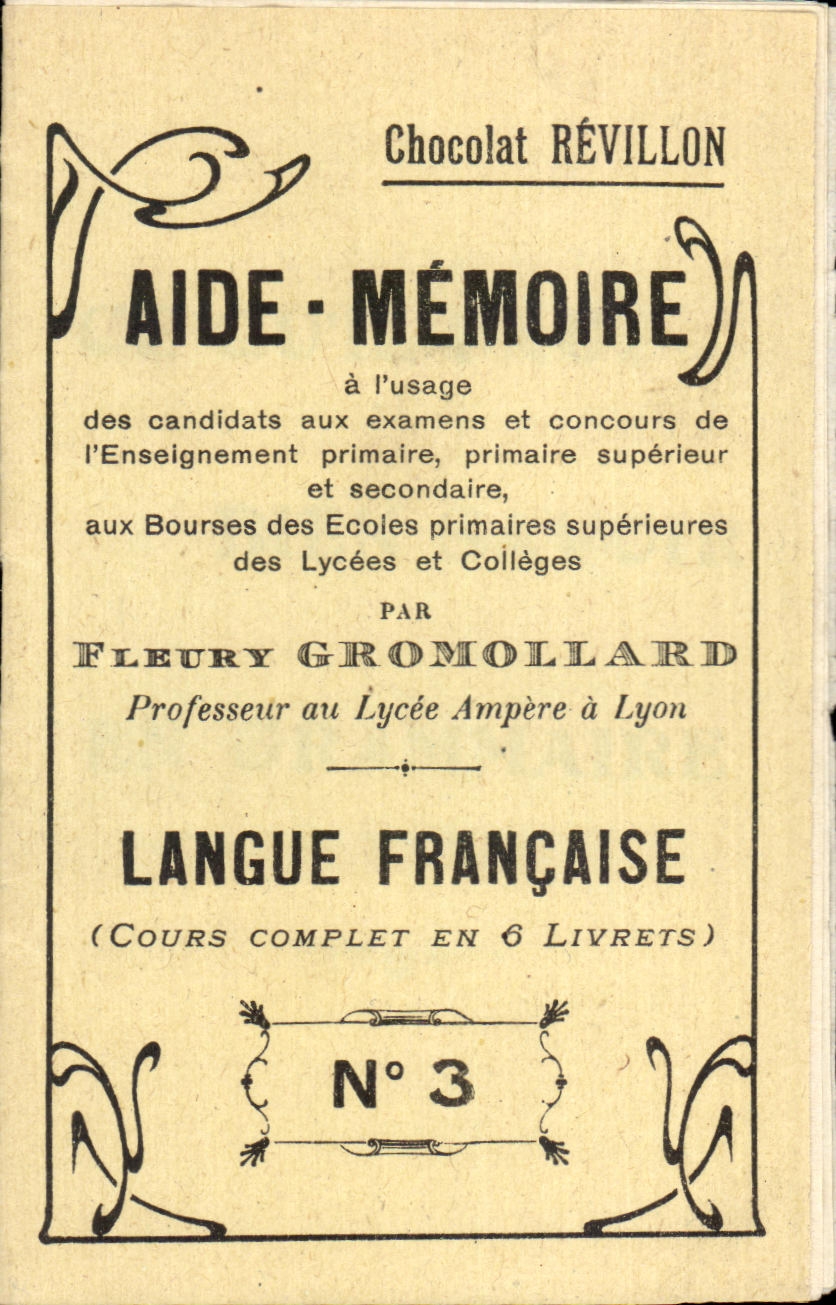 Image Helps Memory French language Chocolate Revillon Fleury Gromollard Lycee Lyo Amp