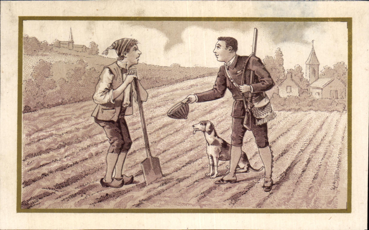 Chromo Chasseur chasse Chien 