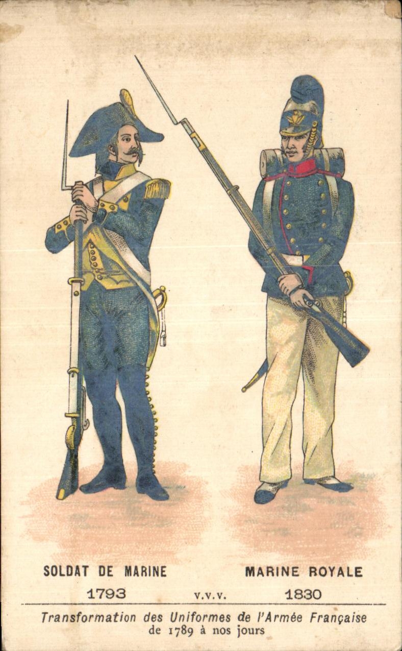 Chromo Soldat De Marine Marine Royale Transformation des Uniformes de l'Armee Francaise de nos jours Militaria