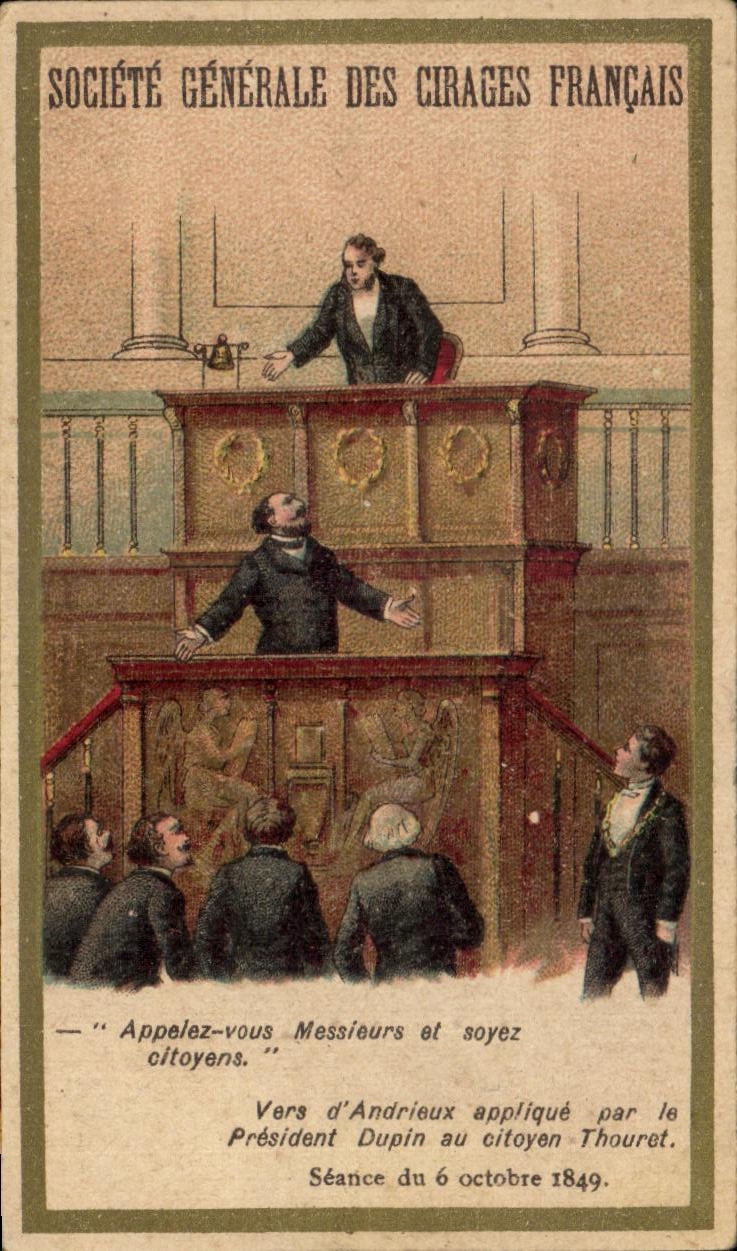 Chromo Societe Generale Des Cirages Francais President Dupin citoyen Thouret 849