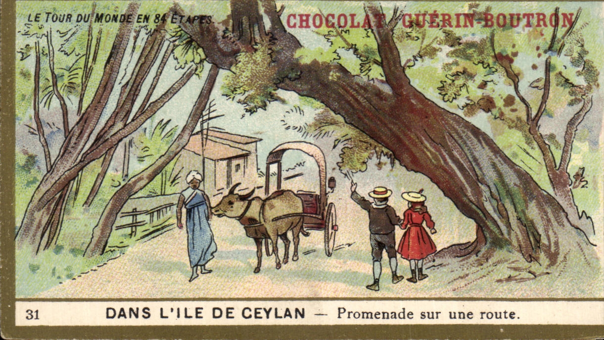 Chromo Chocolat Guerin Boutron Dans L'ile De Ceylan Promenade Sur Une Route Sri Lanka
