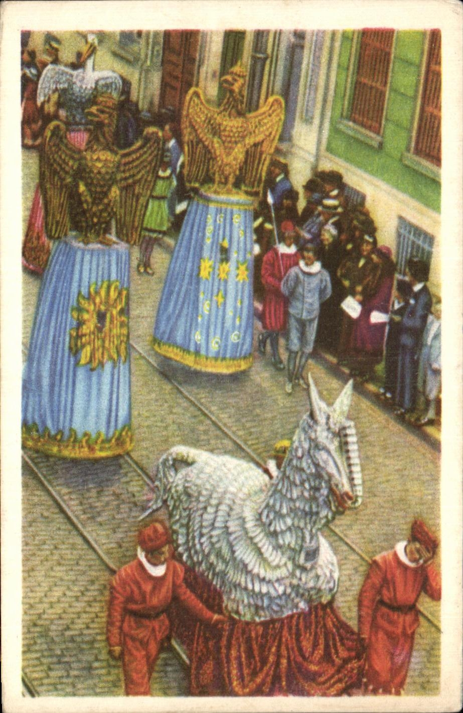 Belgian Image Folklore the good Belgian Chocolate Brussels the ommegang reconstitutes into 1935 the fantastic animals Aigle
