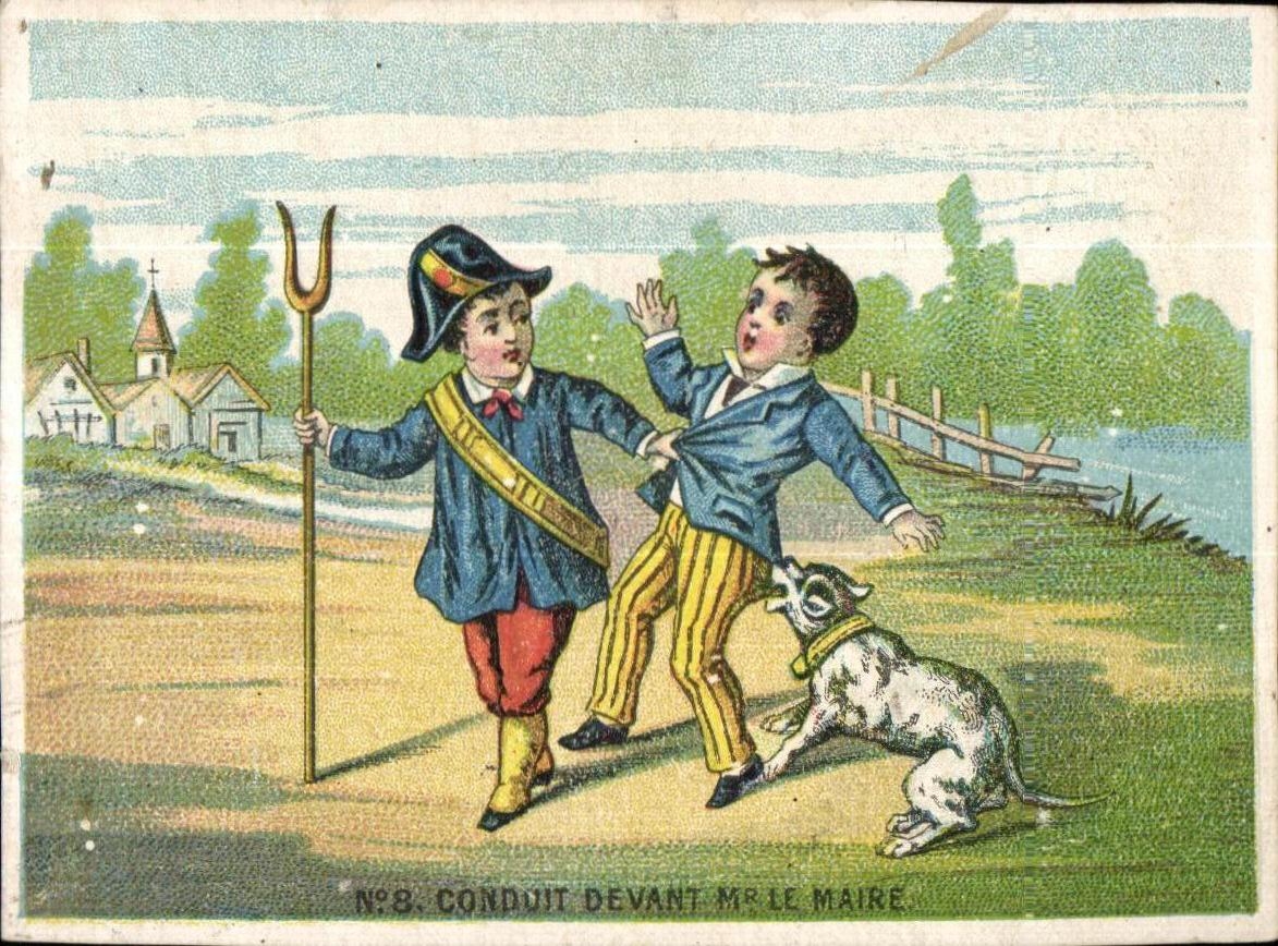 Chromo Conduit Devant Mr le Maire Chien Enfants