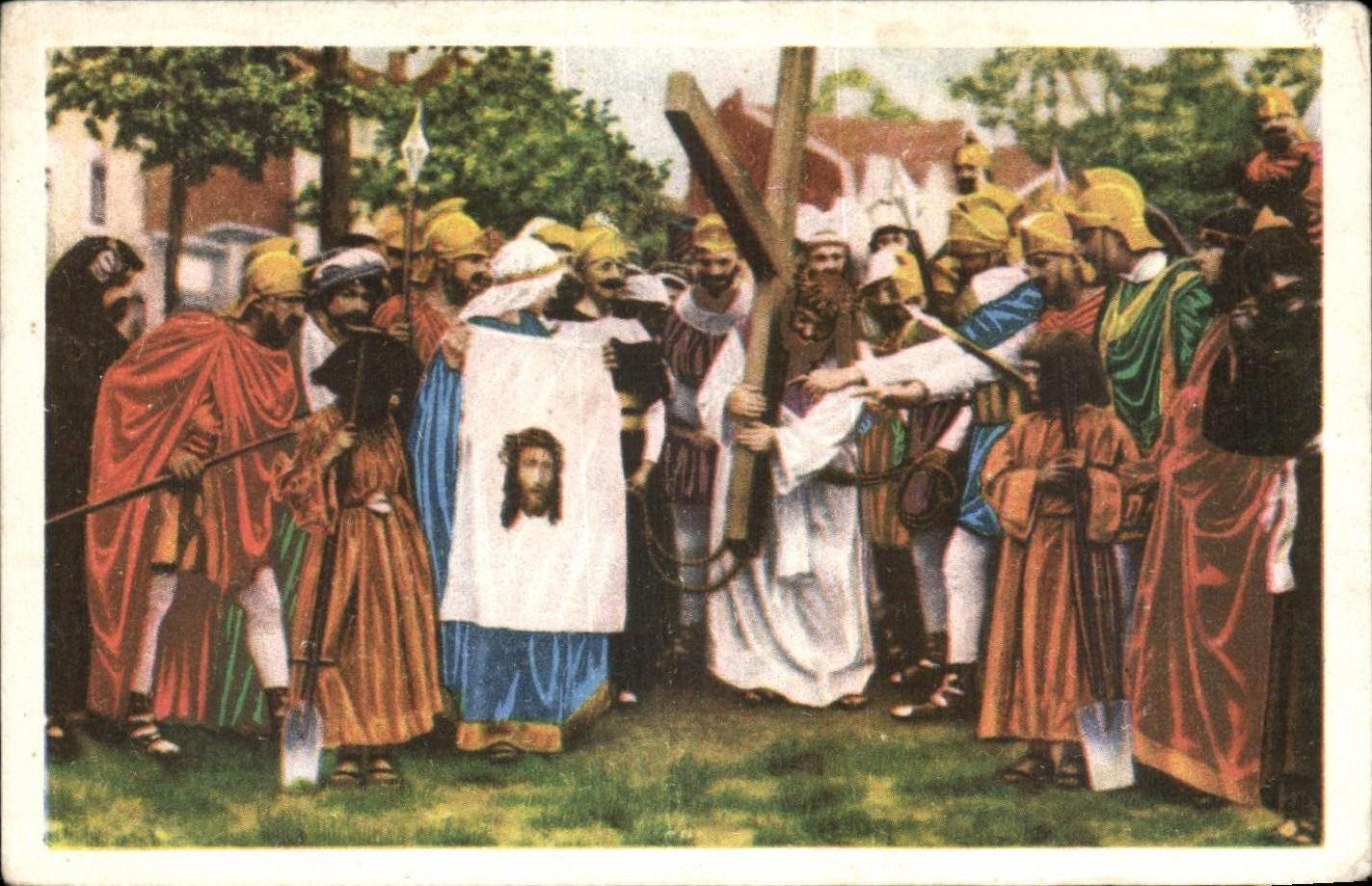 Belgian image Folklore the good Belgian Chocolate Courtrait the procession of the Saints Hair Sainte Veronique essuie Christ