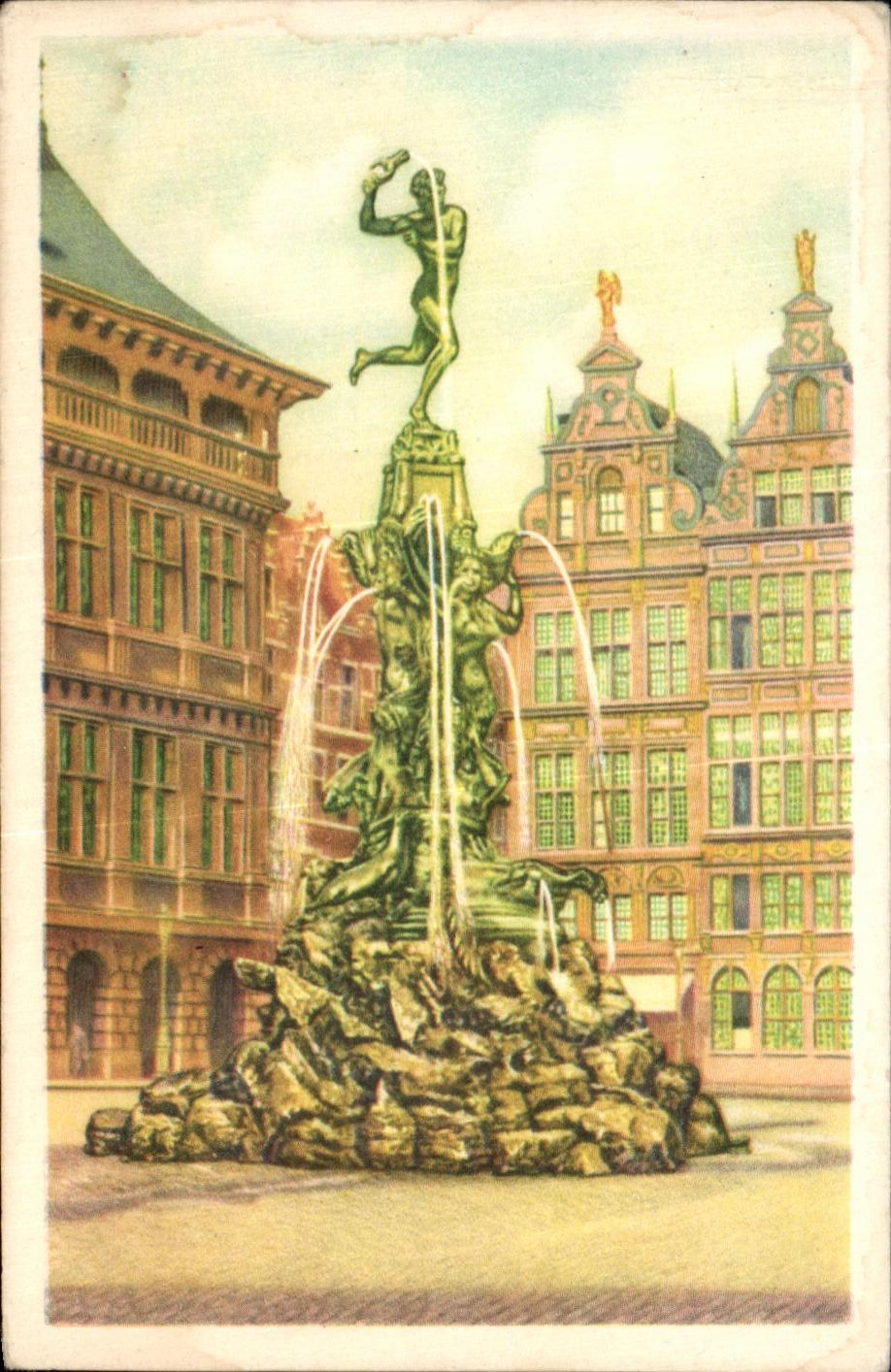 Image Collection of Folklore Belgian Dimensions of gold Antwerp Statue of Salvius Brabo throwing in the Scheldt the hand of the Druon giant