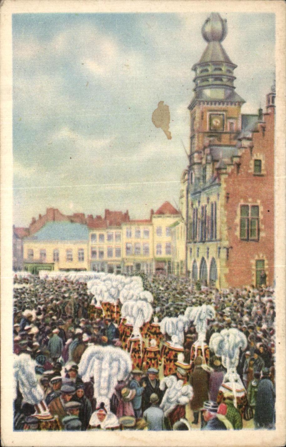 Image Collection of Folklore Belgian Dimensions of gold Binche the large rondo of the Gilles on the place