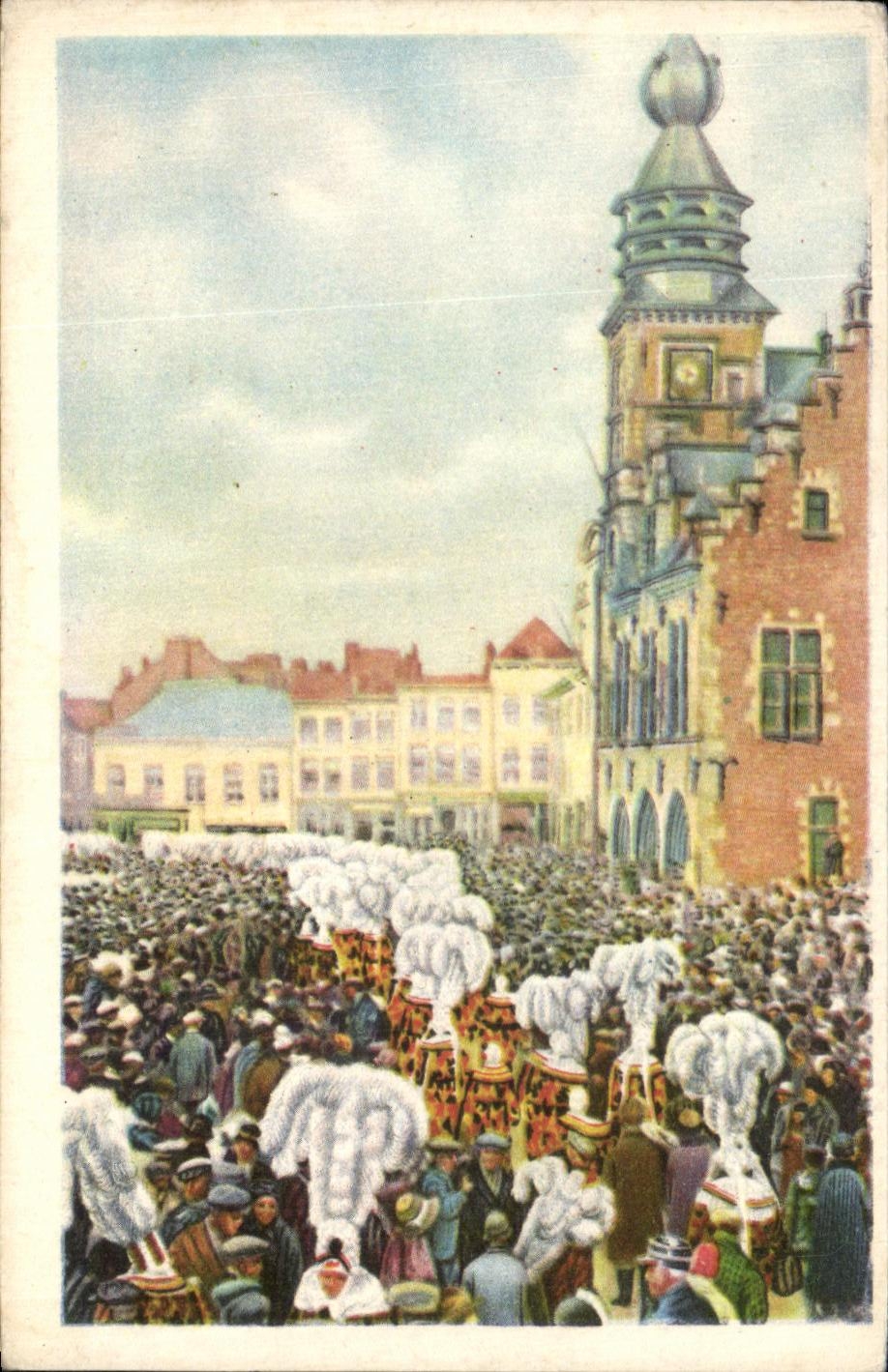 Belgian Image Folklore Dimensions of gold Binche the large rondo of the Gilles on the place