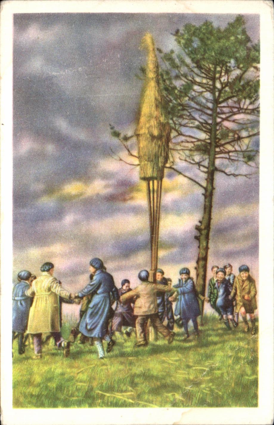 Belgian Image Folklore Dimensions of gold Grammont Tonnenbrand at the top of Oudenberg