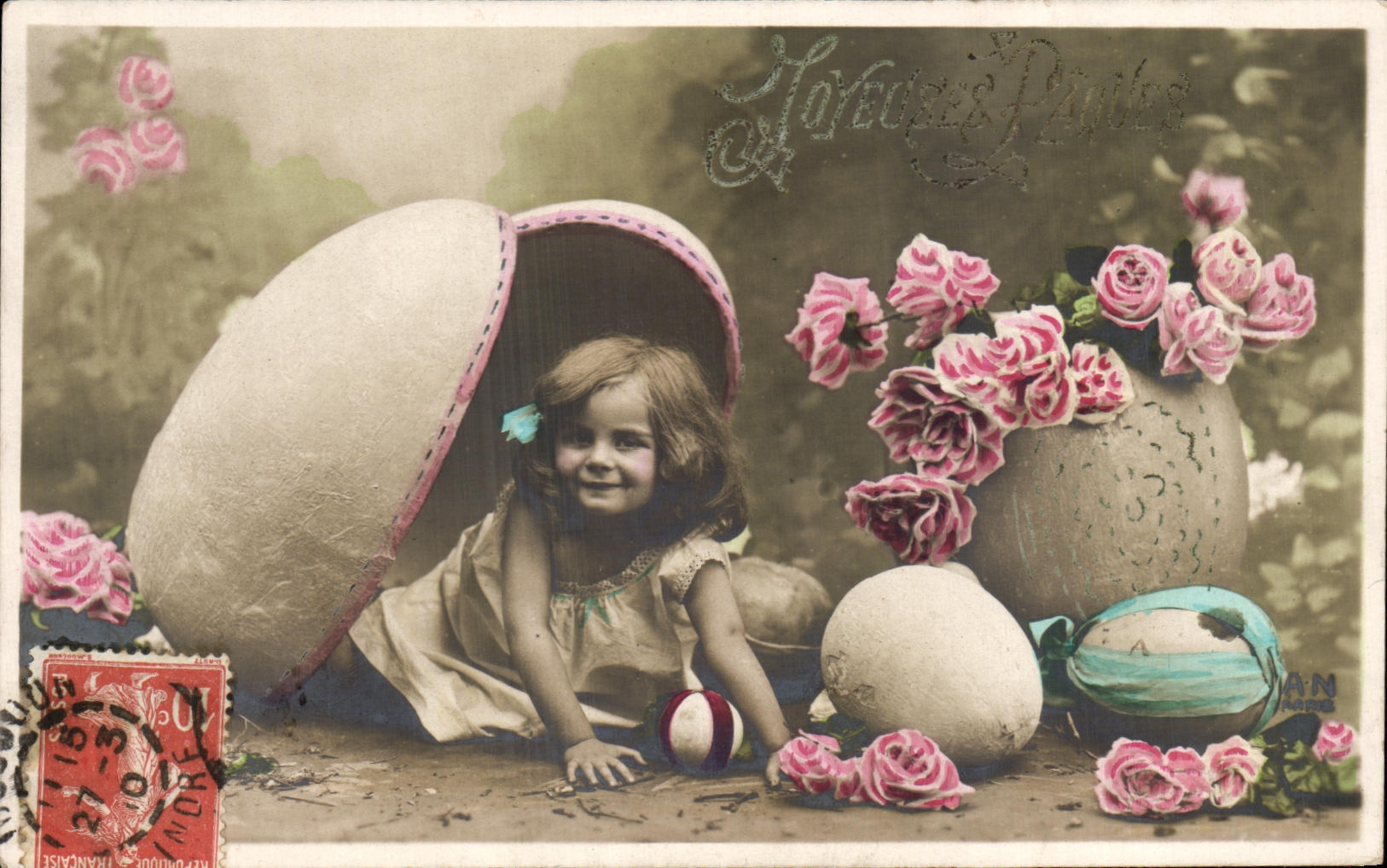 CPA Fantasy Child Eggs Easter April