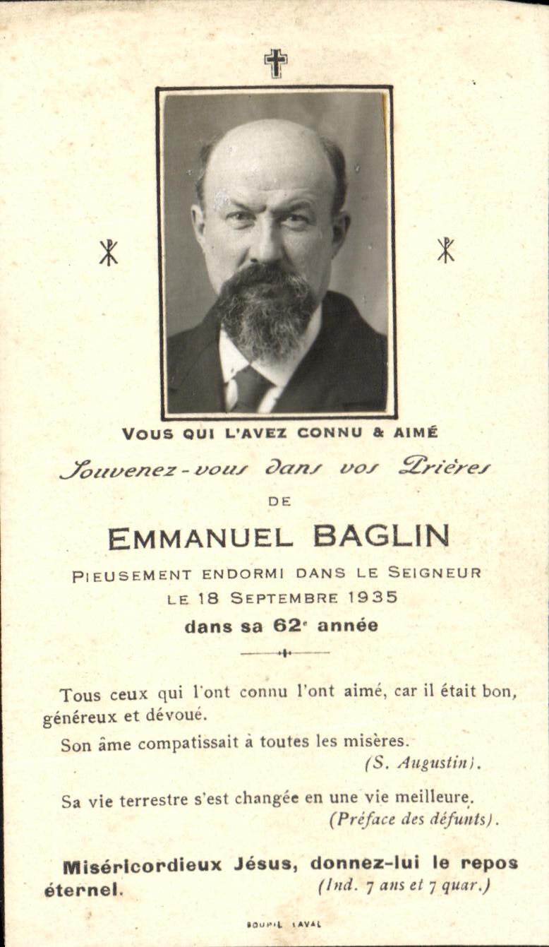 Holy picture Emmanuel Baglin