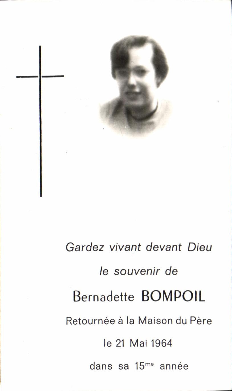 Holy picture Bernadette Bompoil