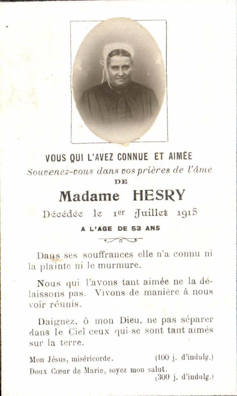 Holy picture Mrs Hesry