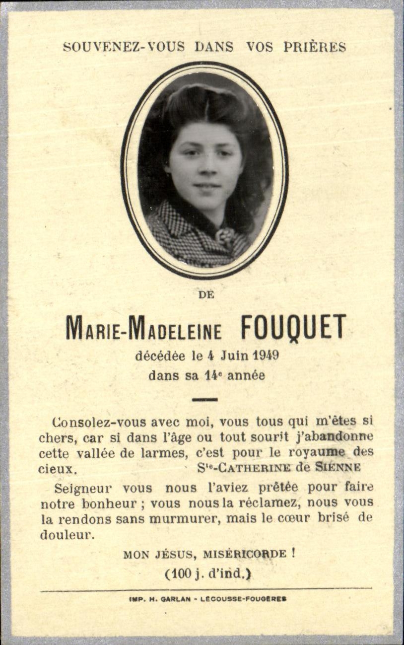 Holy picture Marie Madeleine Fouquet