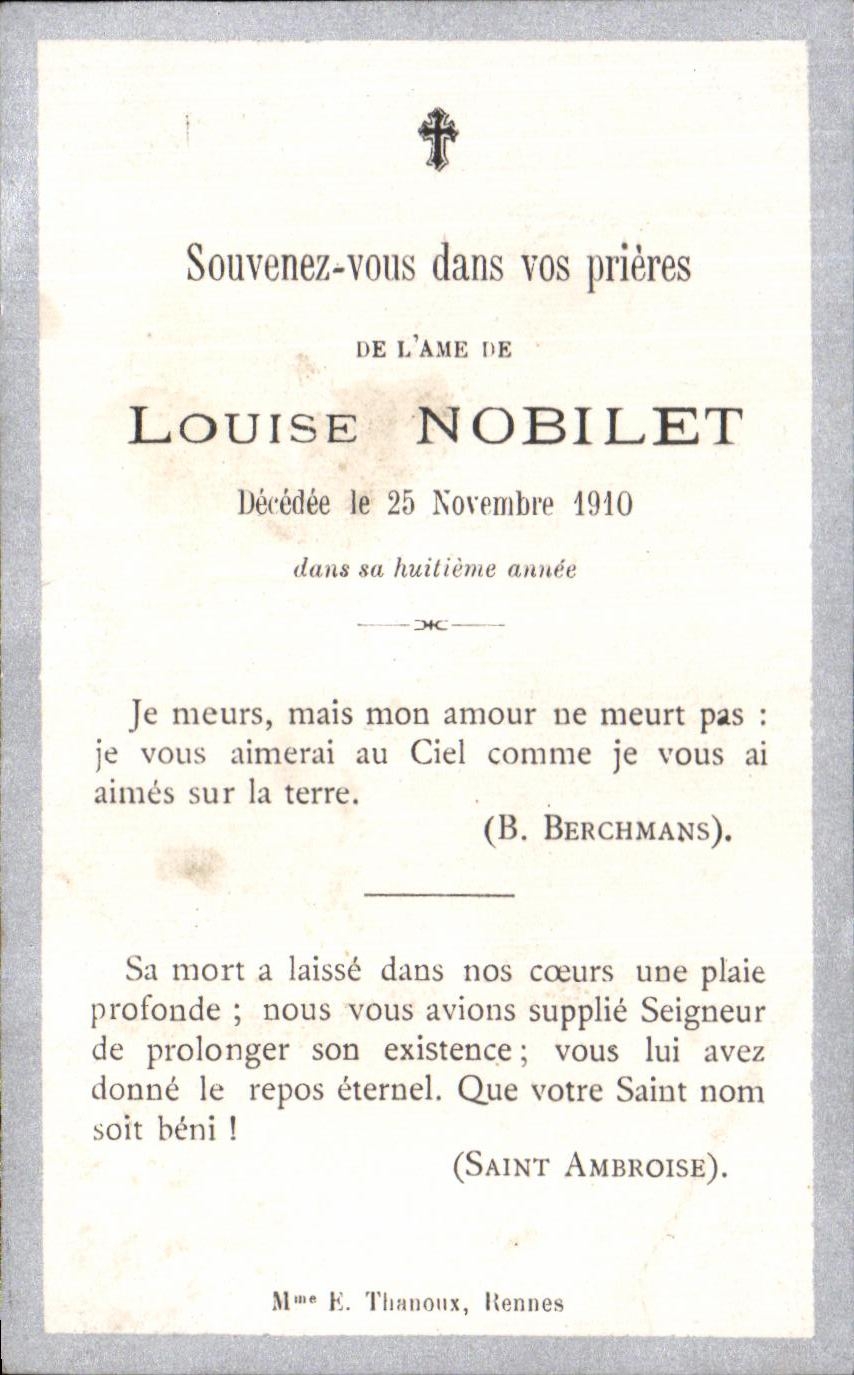 Holy picture Louise Nobilet