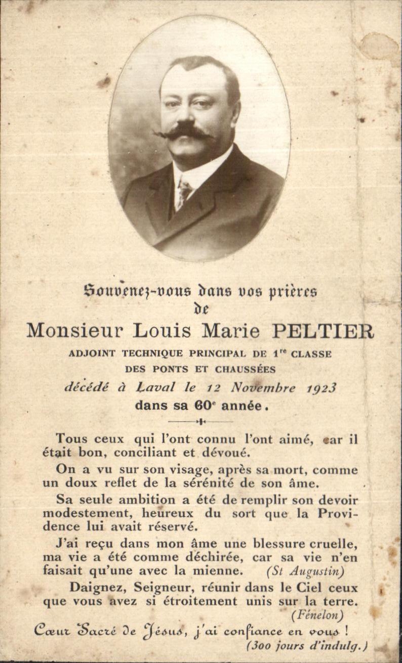 Holy picture Mr Lonis Marie Peltier Laval the Highways Departments
