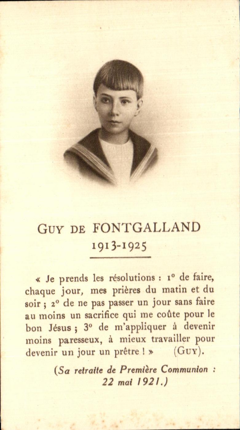 Holy picture Guy De Fontgalland