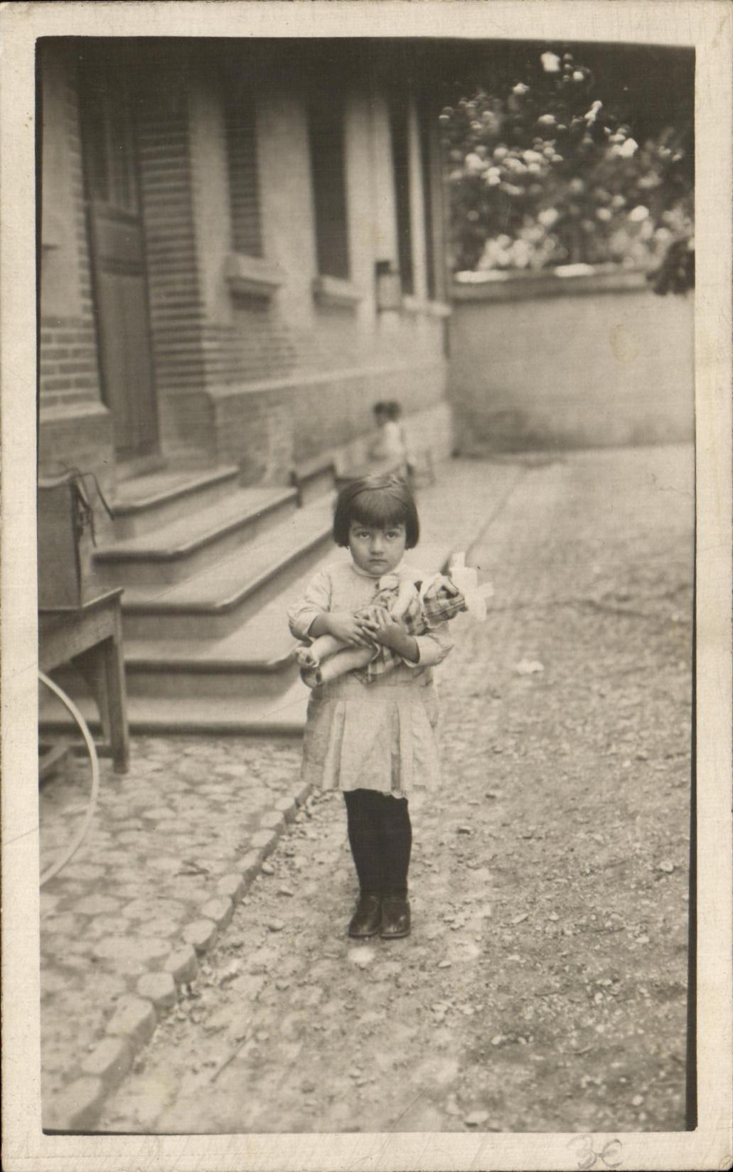 Real photo Girl and her headstock Child
