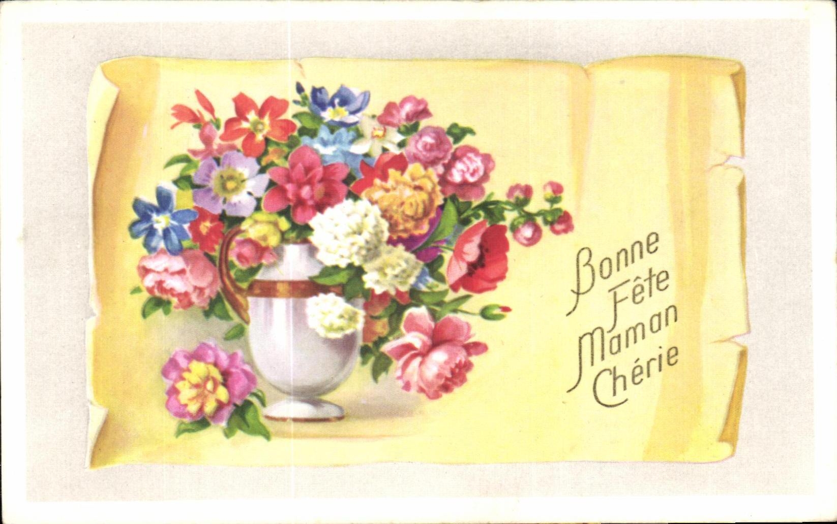 CPA Fantaisie Fleurs Bonne fete maman