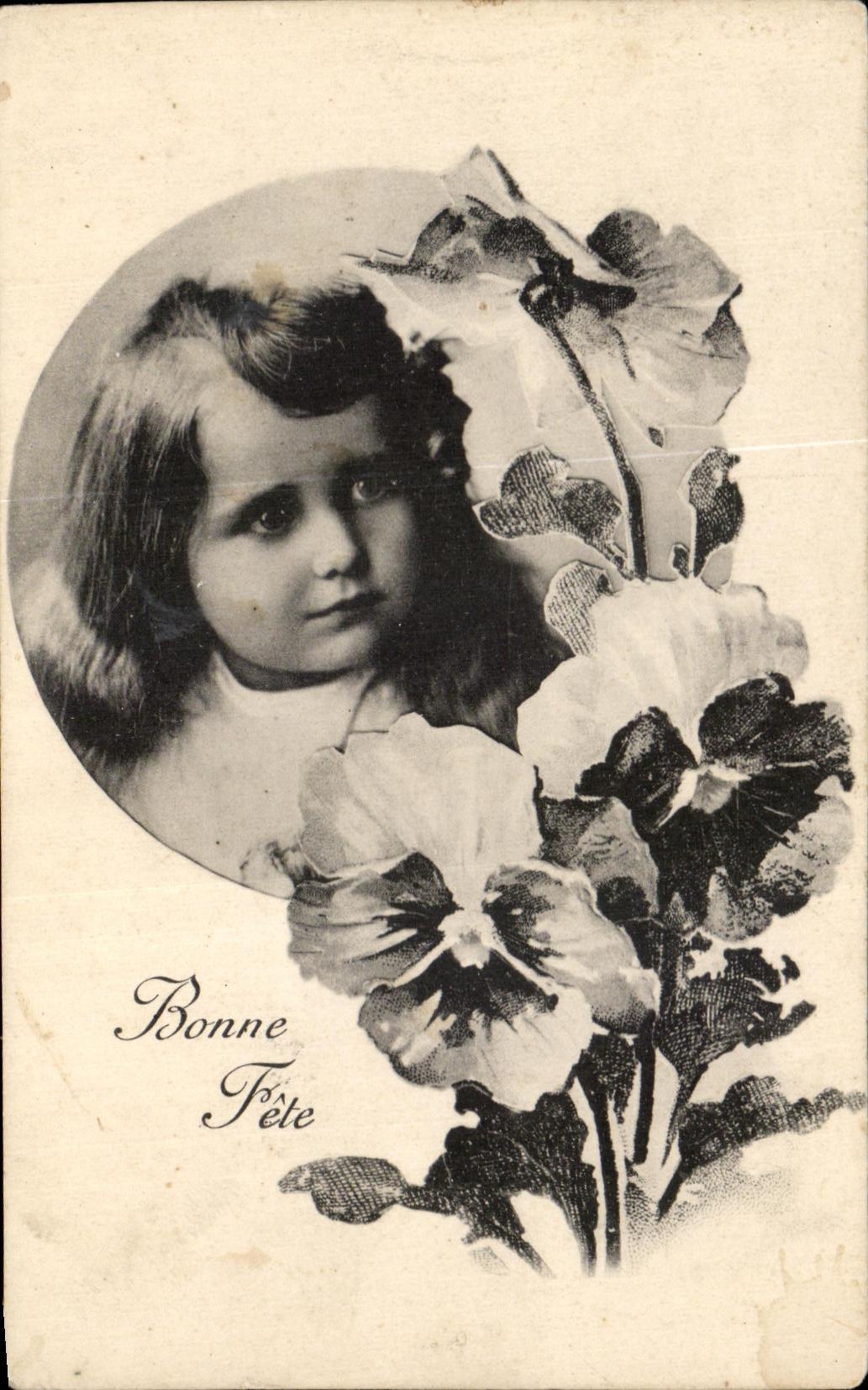 CPA Fantaisie Fleurs EnfantFille