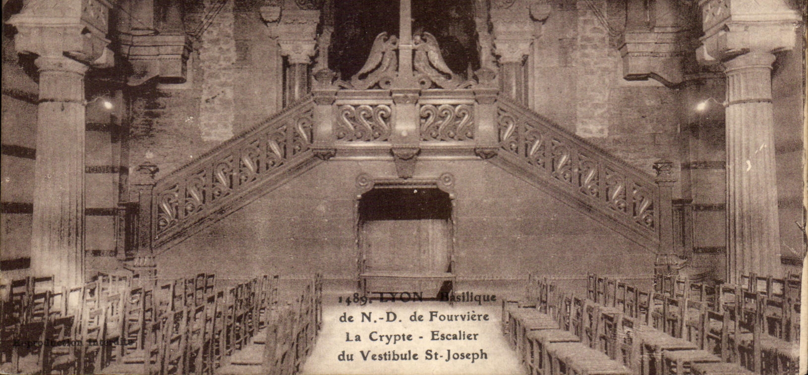CPA Lyon Basilica of ND of Fourviere the Crypt Staircase of the Hall