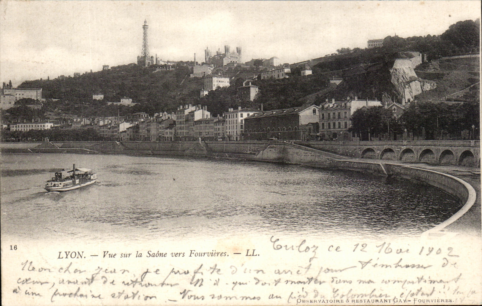 CPA Lyon Seen on the Saone Towards Fourvieres