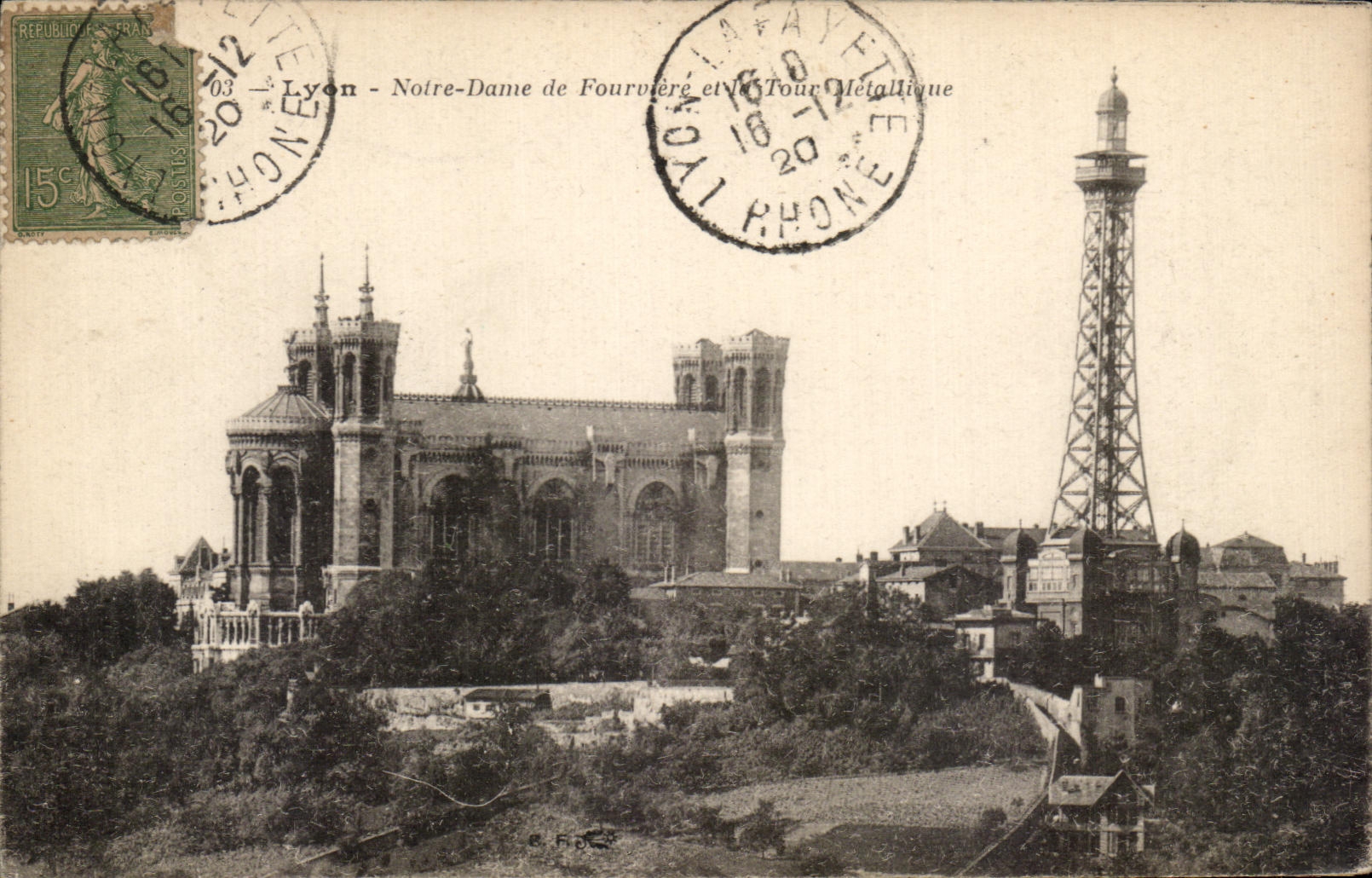 CPA Lyon Notre Dame Of fourviere and the mettalic tower