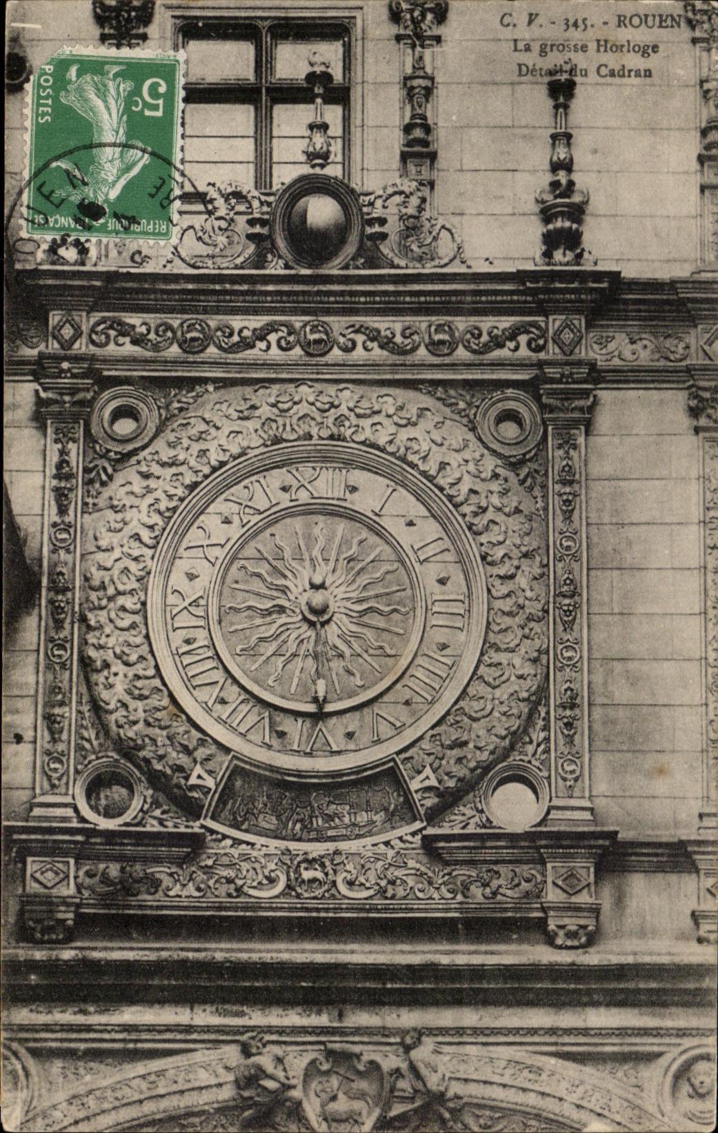 CPA Rouen the Large Clock Detail of the Dial