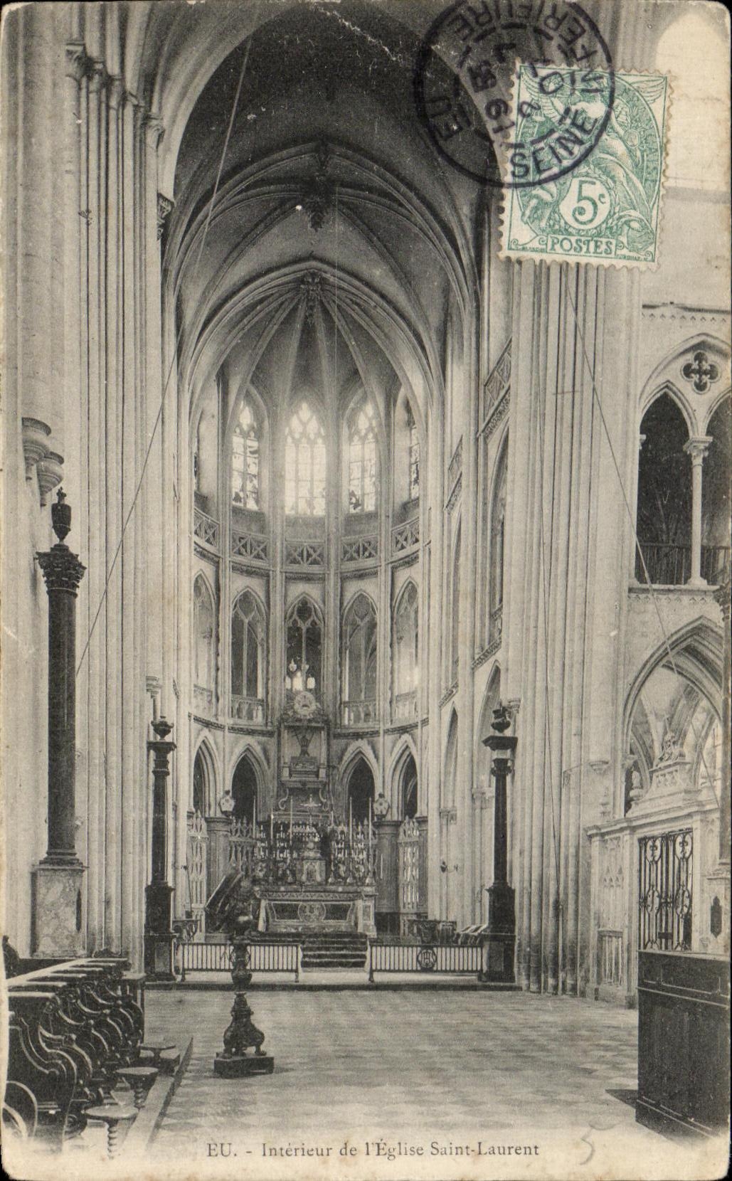 CPA Eu Interieur de l'Eglise Saint I aurent