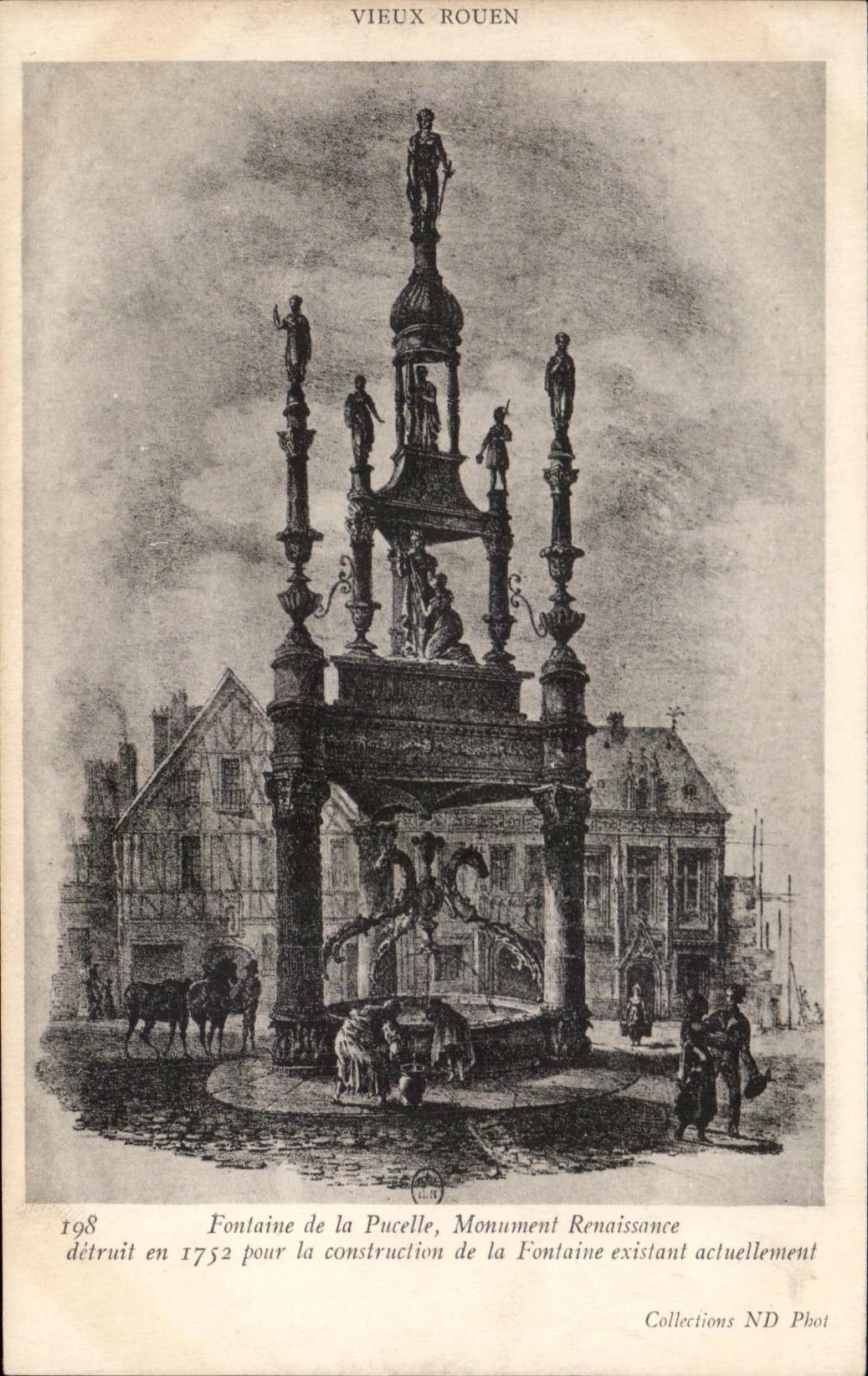 CPA Fountain of the Virgin Monument Renaissance Destroyed in for the Construction of the Fountain existing Rouen