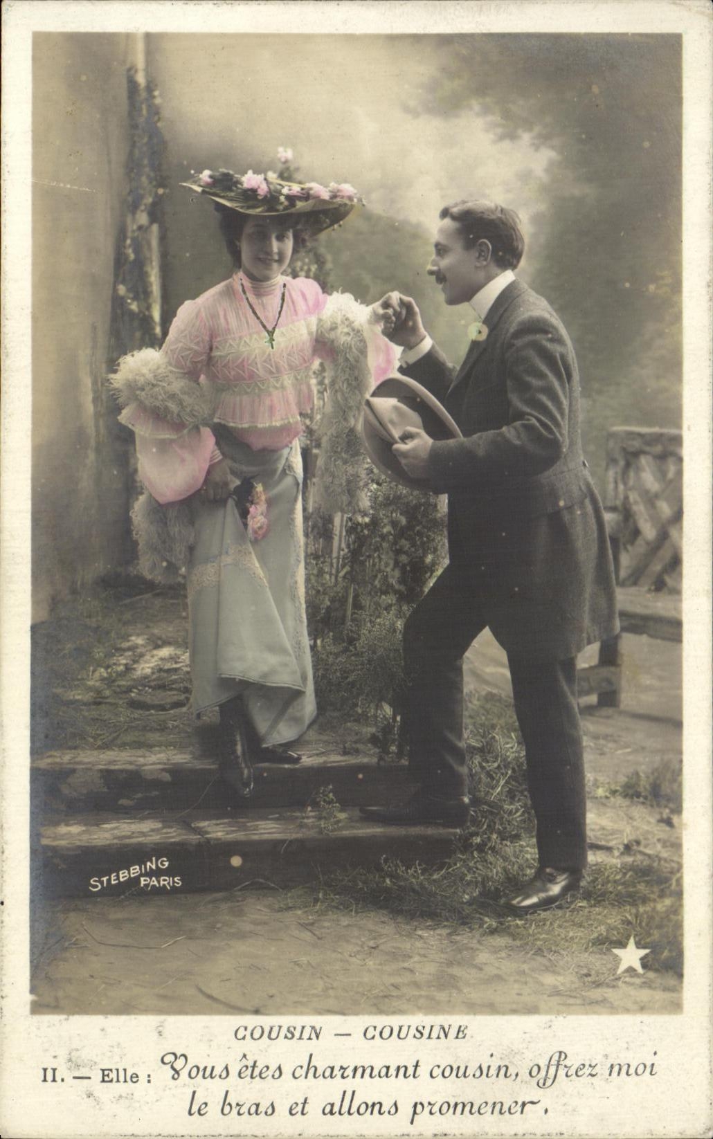 CPA Fantaisie Femme Couple Cousin cousine