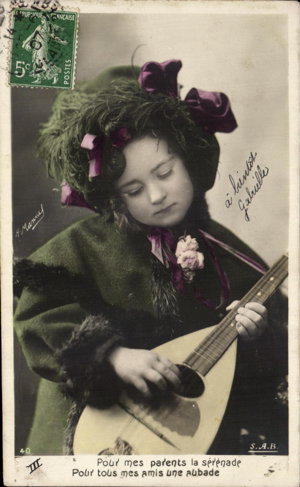 CPA Fantaisie Enfant Guitare