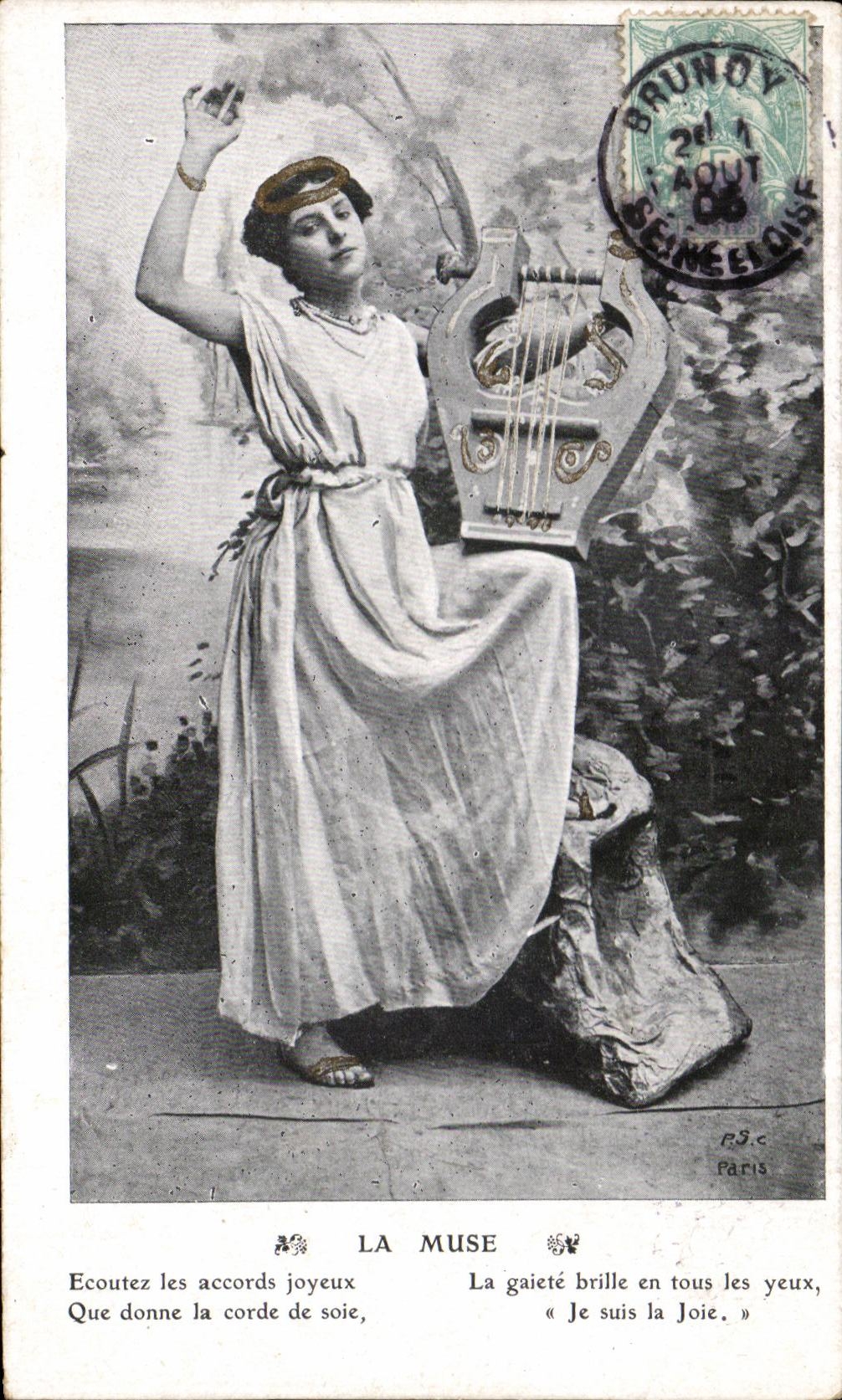 CPA Fantaisie Femme Lyre La muse