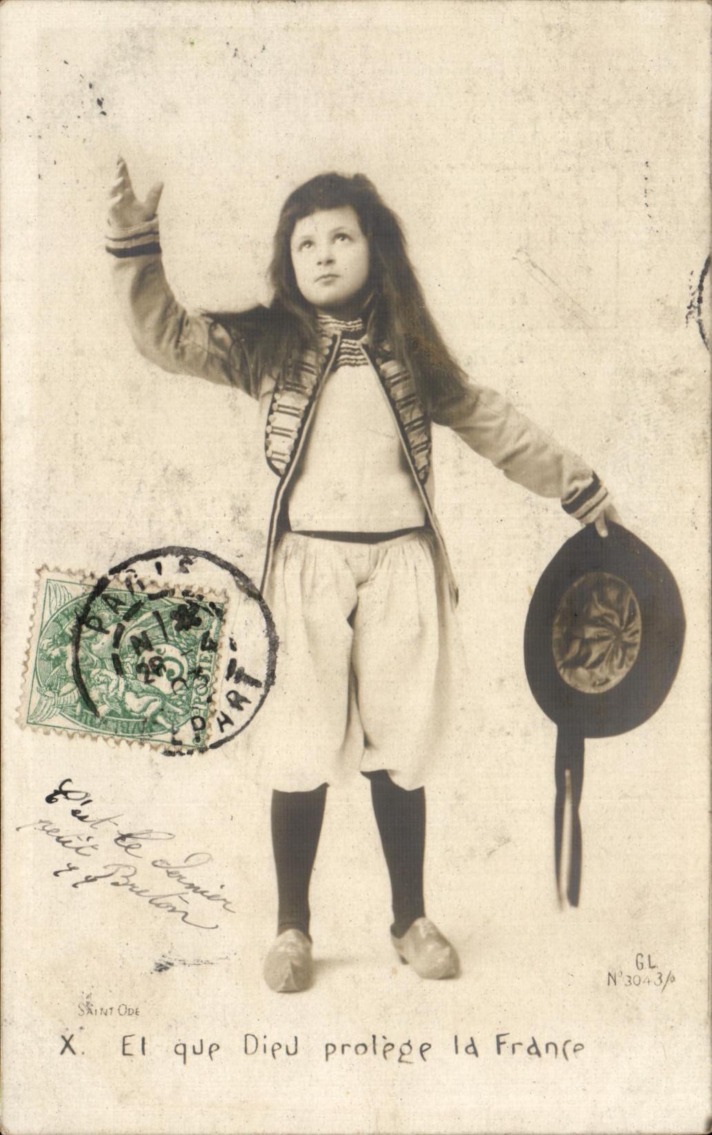 CPA Fantaisie Enfant Et que Dieu protege la France 