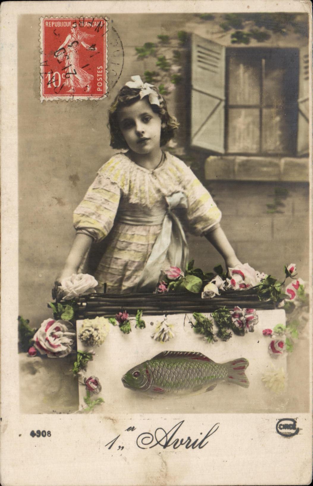 CPA Fantaisie Enfant 1er avril Poisson 