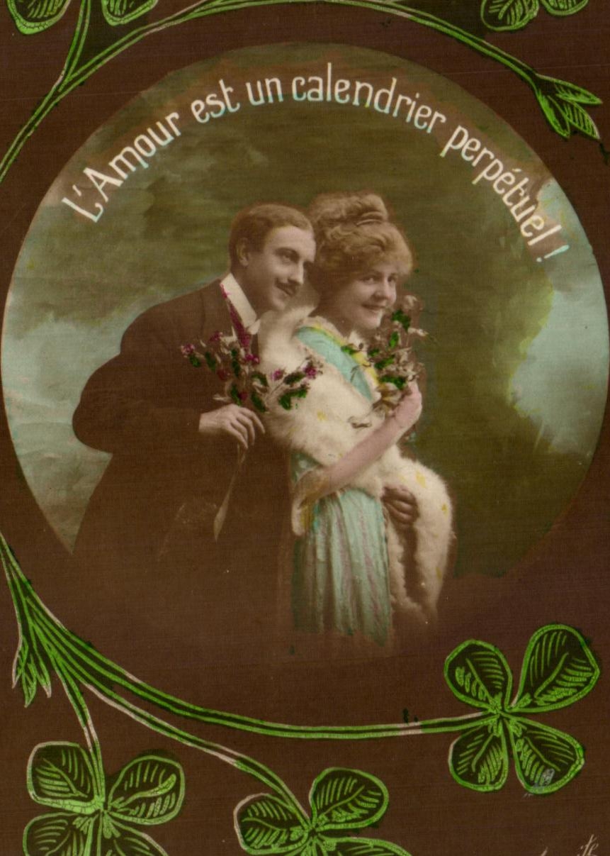 CPA Fantaisie Femme Trefles Bonne annee