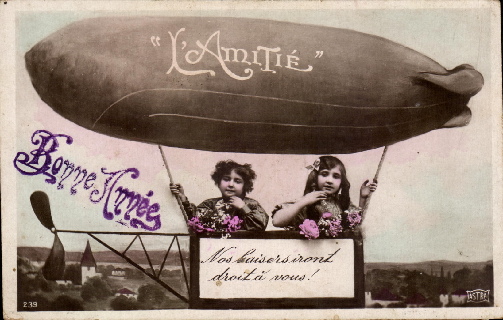 CPA Fantaisie Enfants Zeppelin Dirigeable 