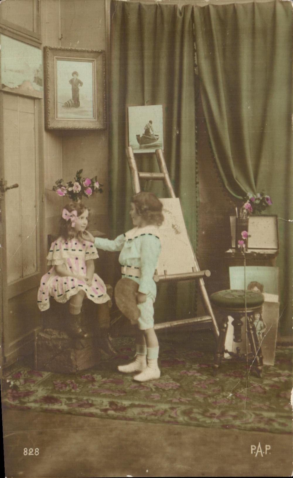 CPA Fantaisie Enfants Peintre Modele 