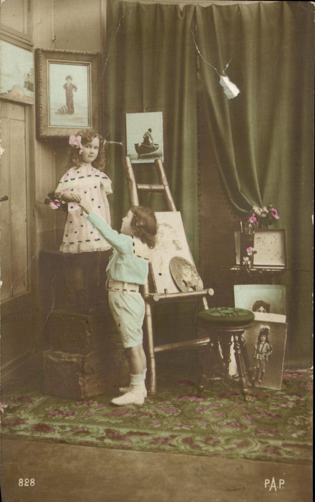 CPA Fantaisie Enfants Peintre Modele