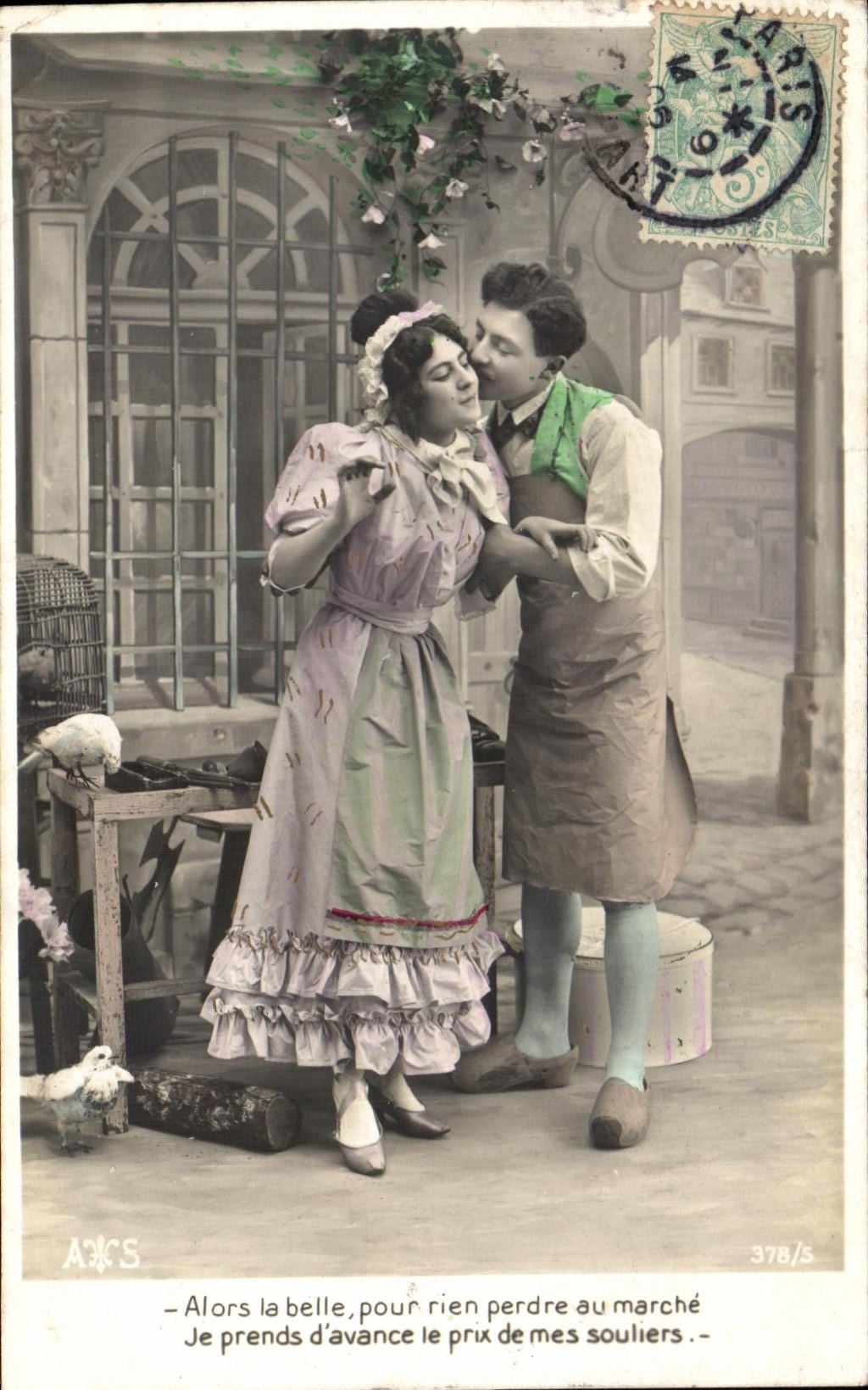 CPA Fantaisie Femme Couple Coordonnier