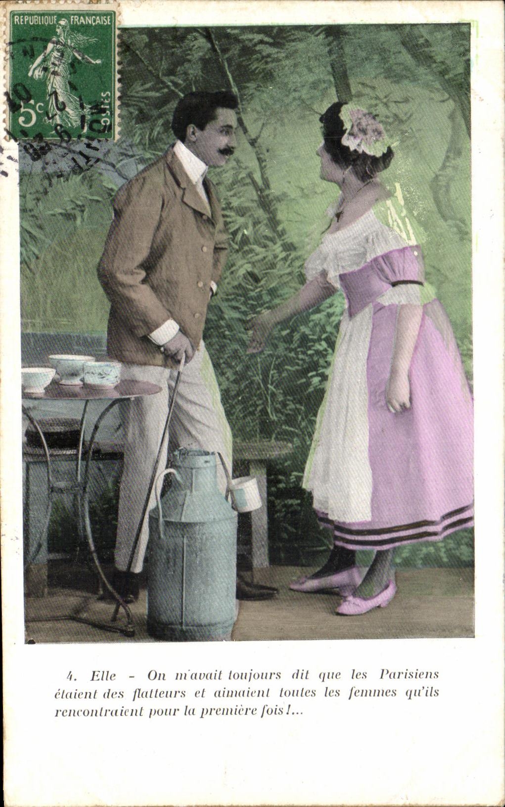 CPA Fantaisie Femme Couple Laitiere