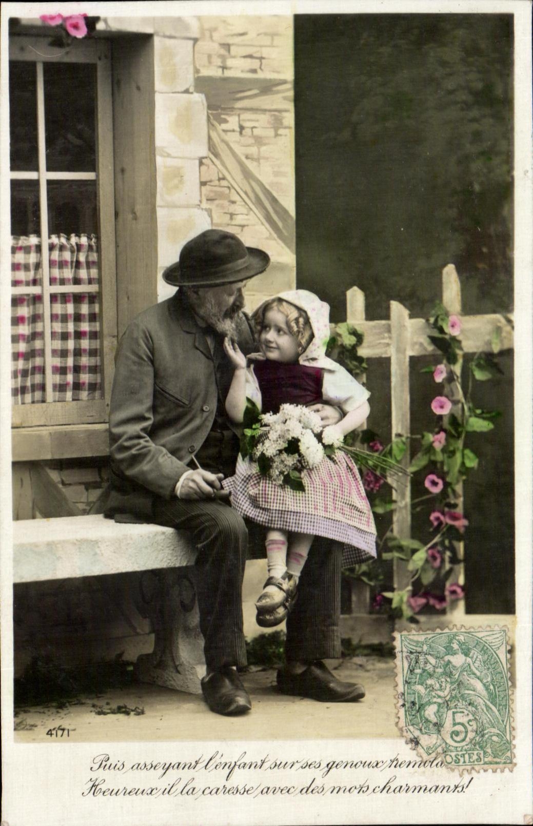 CPA Fantaisie Enfant Enfant et grand pere