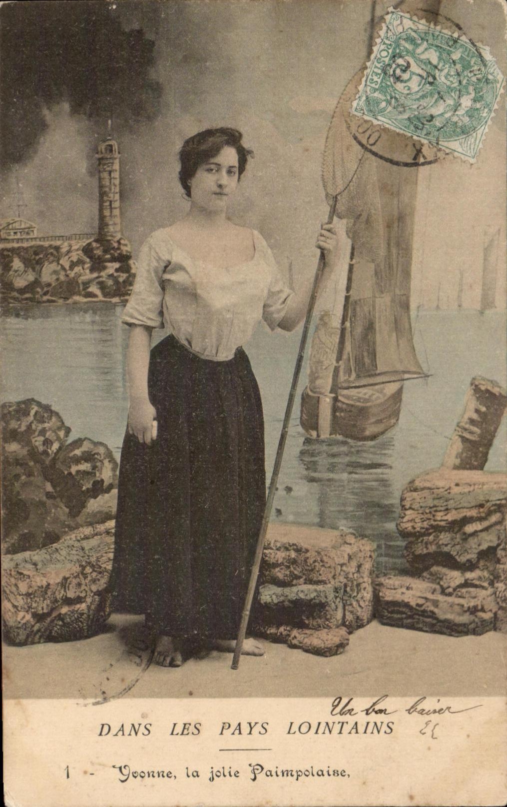 CPA Fantaisie Femme Epuisette Yvonne la jolie Paimpolaise Paimpol