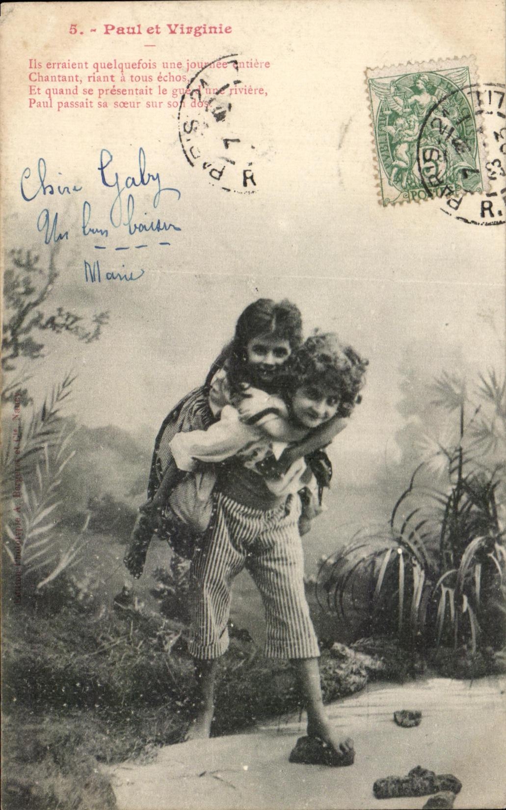 CPA Fantaisie Enfants Paul et Virginie