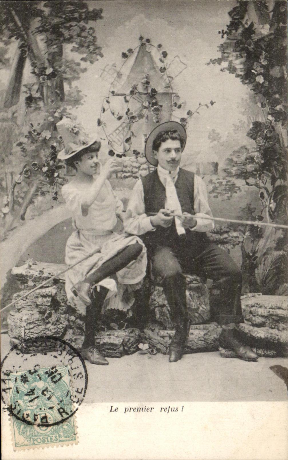 CPA Fantaisie Femme Le premier refus