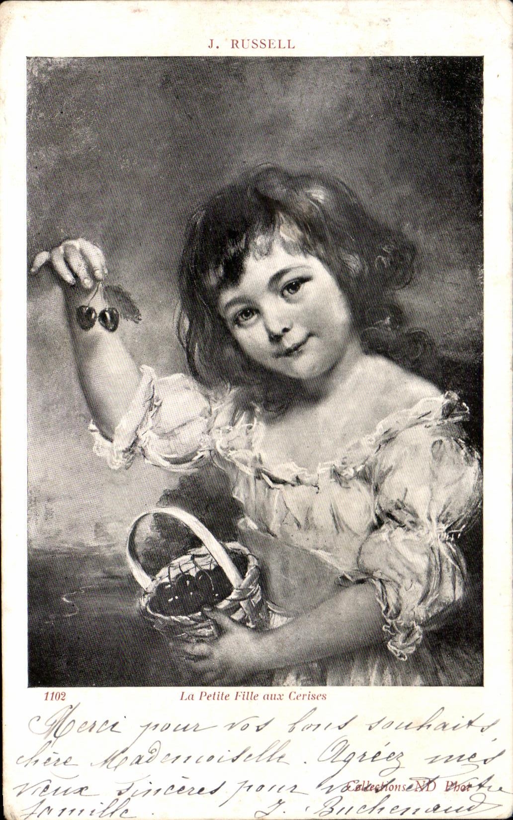 CPA Fantaisie La petite fille aux cerises Russell